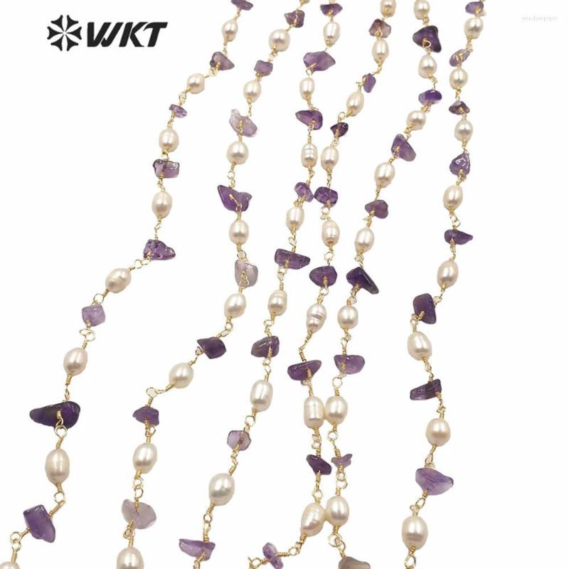 Chains WT-RBC165 Gorgeous Women DIY Chain Exclusive Mixed Natural Pearl And Purple Crushed Stone Jewelry Gold Plated
Chains WT-RBC165 Gorgeous Women DIY Chain Exclusive Mixed Natural Pearl And Purple Crushed Stone Jewelry Gold Plated