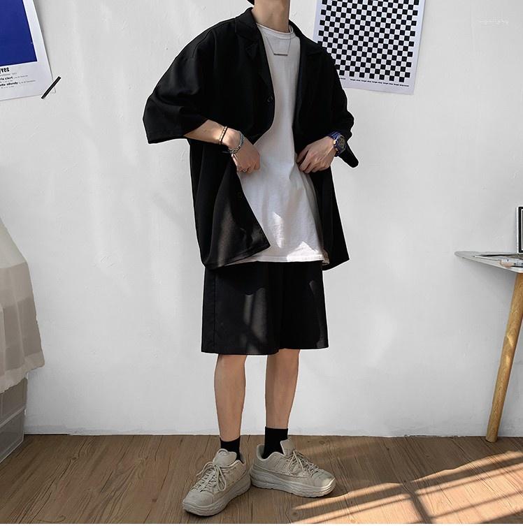 Men's Tracksuits Men -5XL Oversized Korean Boys Set Suit Shirts Shorts Thin Streetwear Teenager Pocket Knee-Length Summer Clothing Suits, Black 
Men's Tracksuits Men -5XL Oversized Korean Boys Set Suit Shirts Shorts Thin Streetwear Teenager Pocket Knee-Length Summer Clothing Suits, Black
