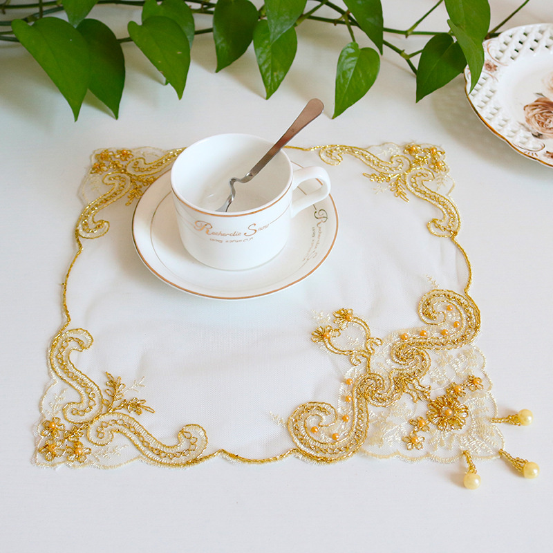 Retro Lace Place Mats French Crochet Doilies Handmade Embroidered Table Mats Christmas Wedding Home Kitchen Decor