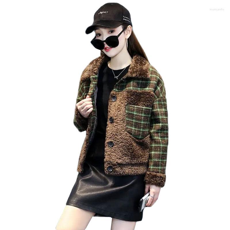 Women' Wool Lamb Short Jacket Women 2022 Autumn Winter Loose Plaid Woolen Coat Ladies Fashion Single-Breasted Jackets Outerwear Female, Green
Women' Wool Lamb Short Jacket Women 2022 Autumn Winter Loose Plaid Woolen Coat Ladies Fashion Single-Breasted Jackets Outerwear Female, Green