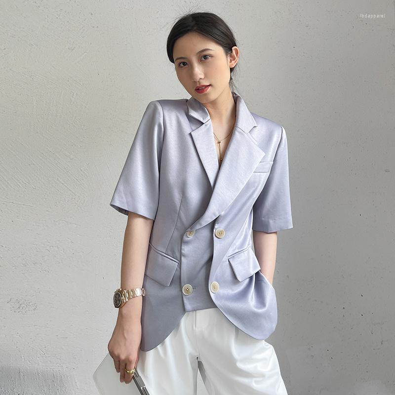 Women's Suits Summer Satin 2023 Blazer Women's Casual Suit Jacket Solid Purple Short Sleeve Outwear Female Casco Feminino, Light purple
Women's Suits Summer Satin 2023 Blazer Women's Casual Suit Jacket Solid Purple Short Sleeve Outwear Female Casco Feminino, Light purple