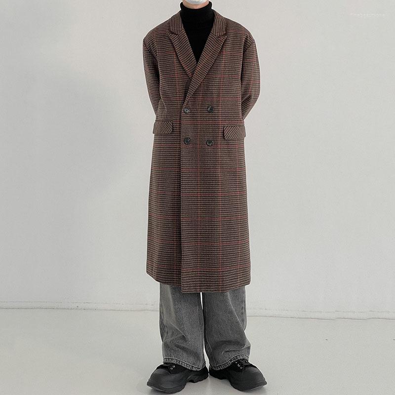 Men's Trench Coats Menswear Fashion Plaid Thickened Coat Men's Loose Notched Double Breasted Woolen Windbreaker Autumn Winter 2023, Coffee
Men's Trench Coats Menswear Fashion Plaid Thickened Coat Men's Loose Notched Double Breasted Woolen Windbreaker Autumn Winter 2023, Coffee