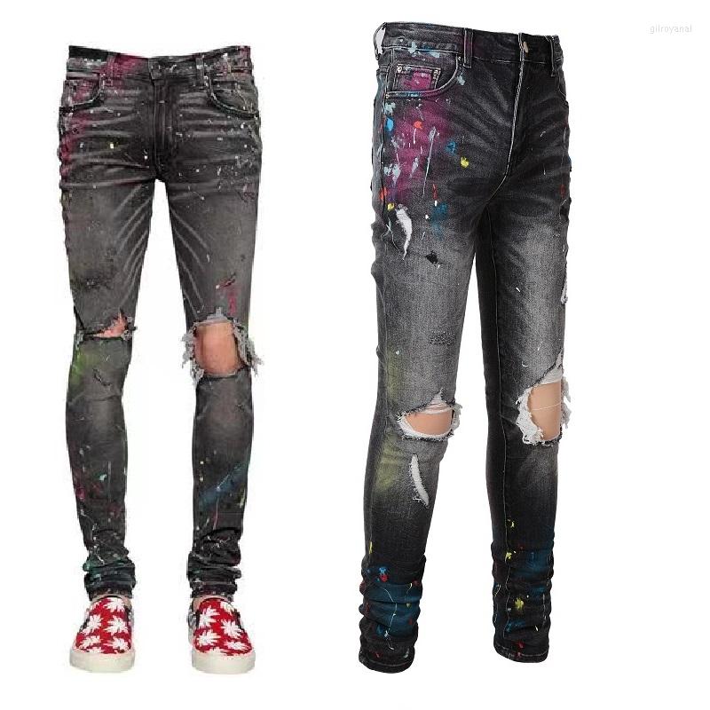 Men's Jeans Street Men's Fashion Tide Brand Retro Denim Pants Hole Paint Splash Ink Stretch Slim Fit Black Gray For Men 5636
Men's Jeans Street Men's Fashion Tide Brand Retro Denim Pants Hole Paint Splash Ink Stretch Slim Fit Black Gray For Men 5636