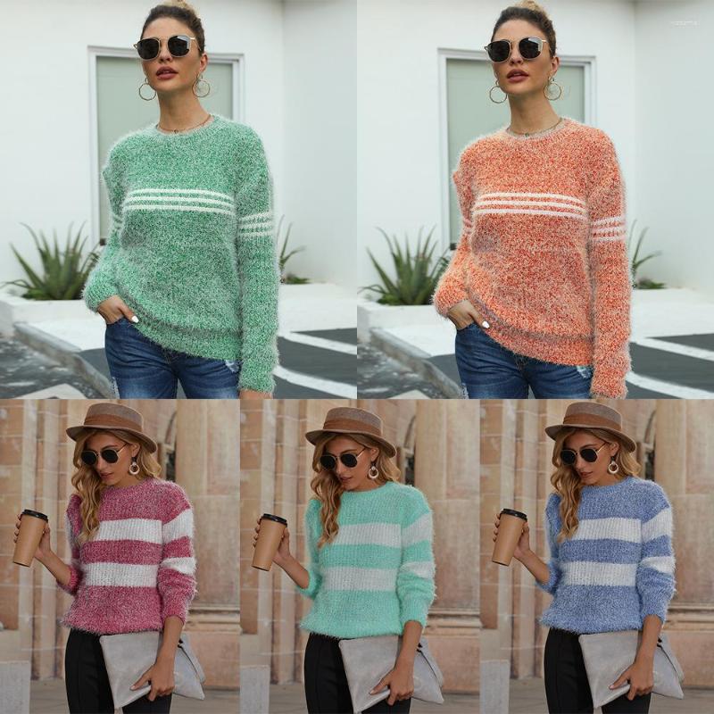 Women' Sweaters Autumn Winter Coat Round Neck Striped Knitted Sweater Women' Thickened Bottoming Shirt Loose Casual
Women' Sweaters Autumn Winter Coat Round Neck Striped Knitted Sweater Women' Thickened Bottoming Shirt Loose Casual