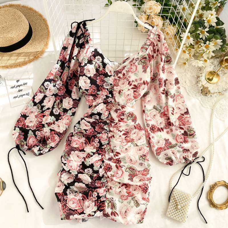 Ins Fashionable and Fashionable Lantern Sleeve Color Contrast Pleated Slim Bag Buttocks Floral Dress Fd77423650, Pink
Ins Fashionable and Fashionable Lantern Sleeve Color Contrast Pleated Slim Bag Buttocks Floral Dress Fd77423650, Pink