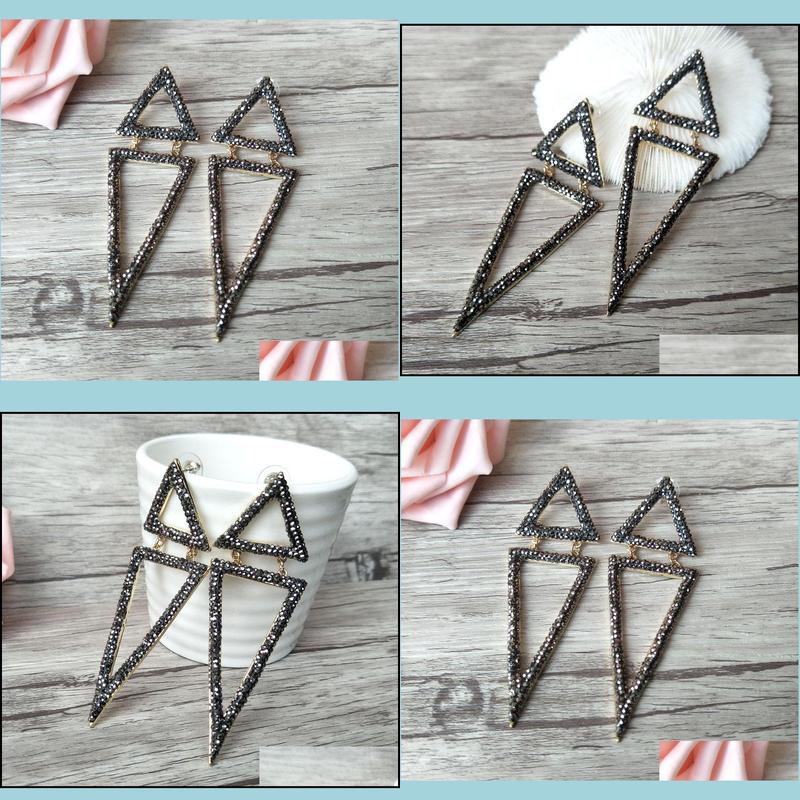 Stud Handmade Sparkly Pave Black Rhinestone Crystal Doubletriangle Gorgeous Dangle Charms Earrings Fashion Jewelry For Women Er359 D Dhyev 
Stud Handmade Sparkly Pave Black Rhinestone Crystal Doubletriangle Gorgeous Dangle Charms Earrings Fashion Jewelry For Women Er359 D Dhyev