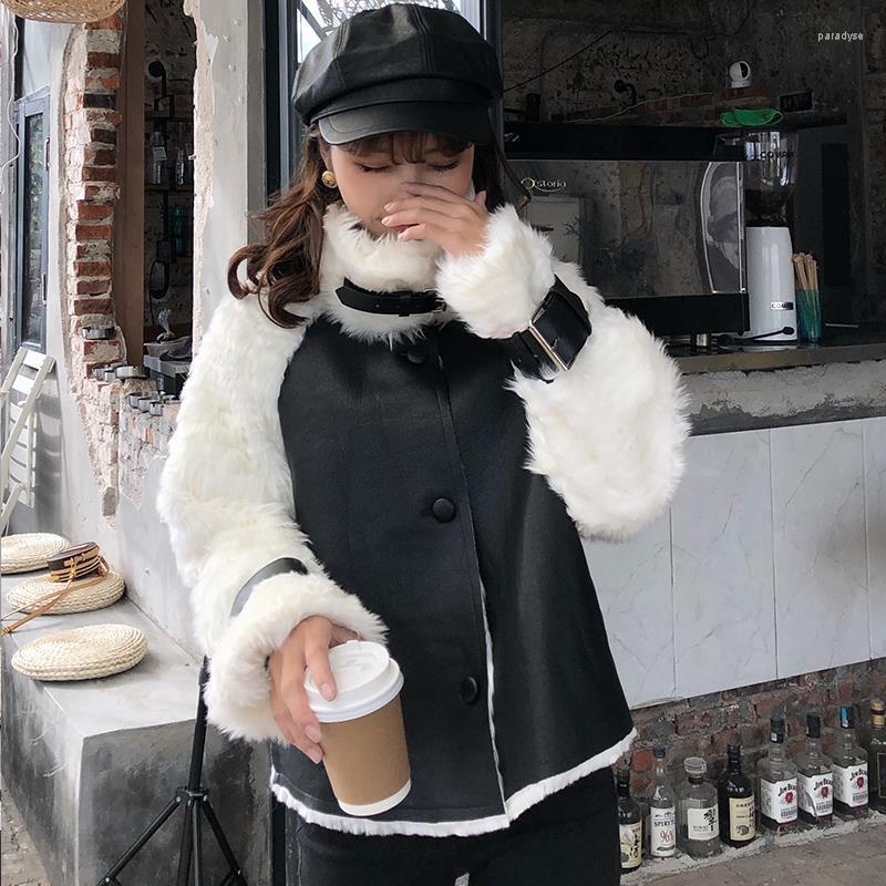 Women' Fur Women 2022 Winter Loose Short Faux Jackets Female Motorcycle Patchwork Outwear Ladies Imitation Wool Warm Coats U846, Black white
Women' Fur Women 2022 Winter Loose Short Faux Jackets Female Motorcycle Patchwork Outwear Ladies Imitation Wool Warm Coats U846, Black white