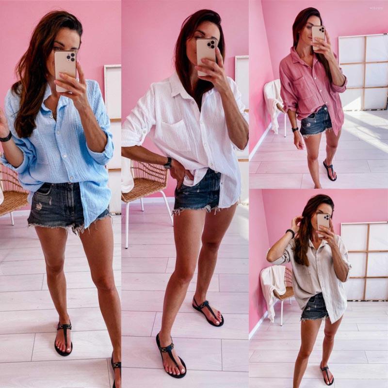 Men' Dress Shirts Solid Color Lapel Long Sleeve Loose Shirt Women Linen Men, Blue
Men' Dress Shirts Solid Color Lapel Long Sleeve Loose Shirt Women Linen Men, Blue