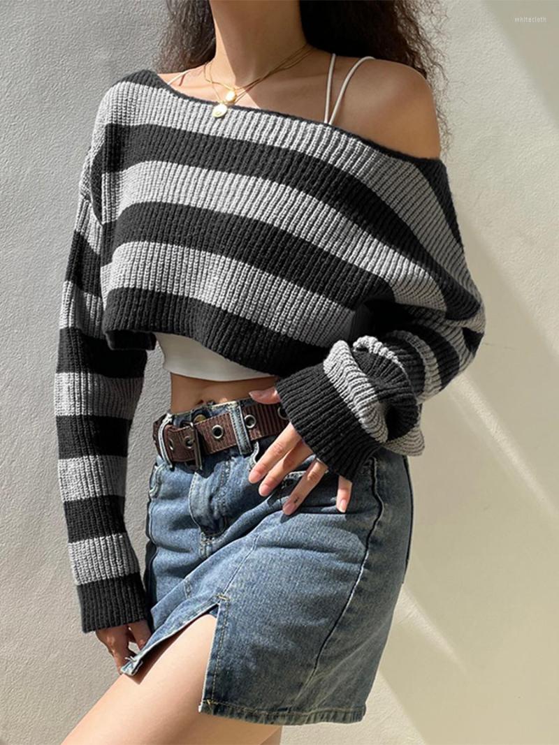 Women' Sweaters Women Fall Vintage Stripe Cropped Pullover Sweater Knitted Off Shoulder Long Sleeve Knitwear Streetwear For Ladies, Black
Women' Sweaters Women Fall Vintage Stripe Cropped Pullover Sweater Knitted Off Shoulder Long Sleeve Knitwear Streetwear For Ladies, Black