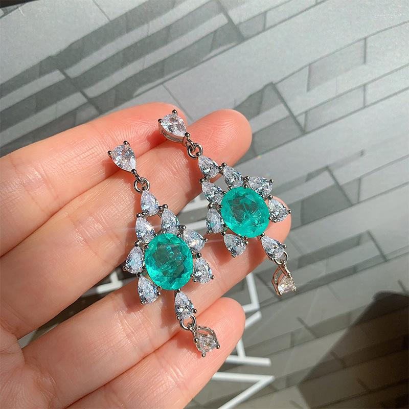 Dangle Earrings QSilver Color Hoop Earring With Created Lab Emerald Stone Paraiba Tourmaline Luxury Wedding Jewerlry For Women
Dangle Earrings QSilver Color Hoop Earring With Created Lab Emerald Stone Paraiba Tourmaline Luxury Wedding Jewerlry For Women