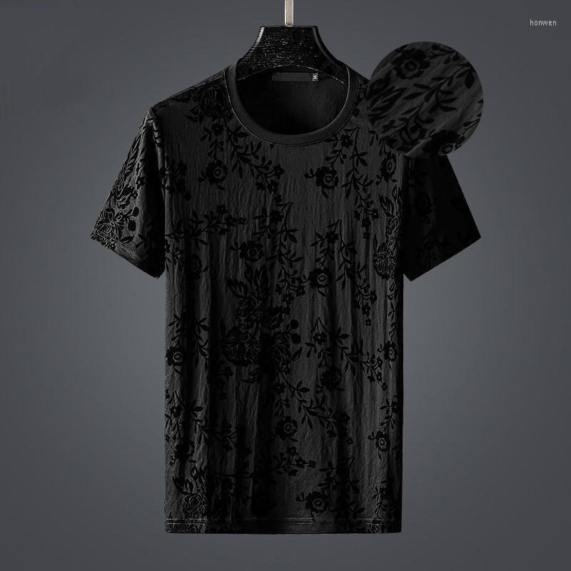Men's T Shirts American European And Style High-end Flocking Flower Short Sleeve T-shirt Men's Slim Fit Half Fashion Trend Jacquard Top, Black
Men's T Shirts American European And Style High-end Flocking Flower Short Sleeve T-shirt Men's Slim Fit Half Fashion Trend Jacquard Top, Black
