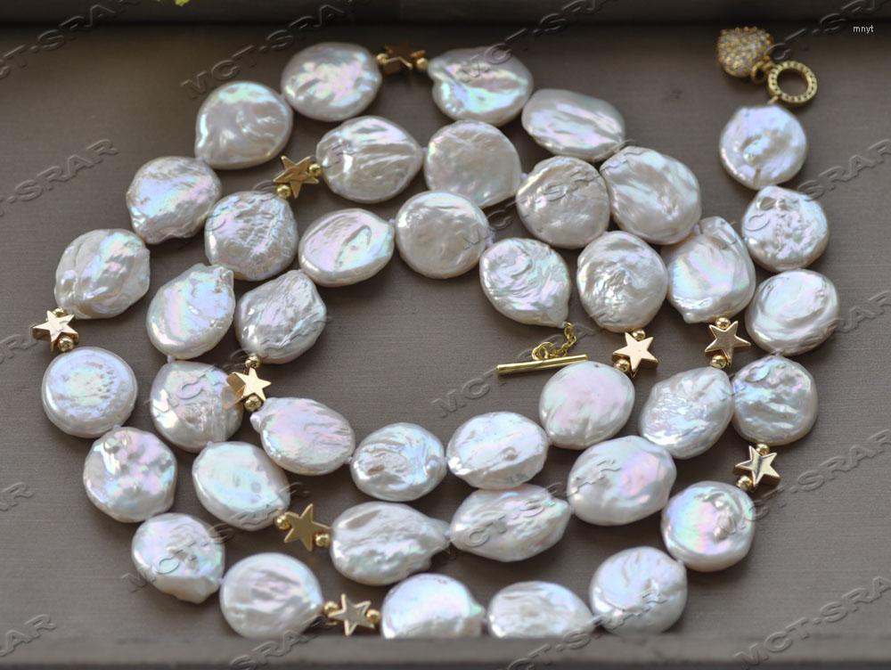 Choker Z12022 17"-34'' 15mm White Coin Freshwater Pearl Gold-Plated Star Necklace 
Choker Z12022 17"-34'' 15mm White Coin Freshwater Pearl Gold-Plated Star Necklace