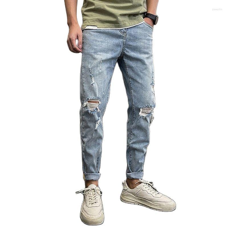 Men's Pants Spring 2022 Men's Fashion Ripped Hole Jeans Brand Slim Light-colored Beggar Vintage Korean Cowboy Hip Hop Casual, Blue
Men's Pants Spring 2022 Men's Fashion Ripped Hole Jeans Brand Slim Light-colored Beggar Vintage Korean Cowboy Hip Hop Casual, Blue