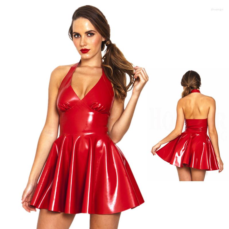 Casual Dresses Red Black Wet Look Faux Leather Mini Dress PVC Latex Halter Sleeveless Clubwear Party Pleated Exotic, W880453a-bk
Casual Dresses Red Black Wet Look Faux Leather Mini Dress PVC Latex Halter Sleeveless Clubwear Party Pleated Exotic, W880453a-bk