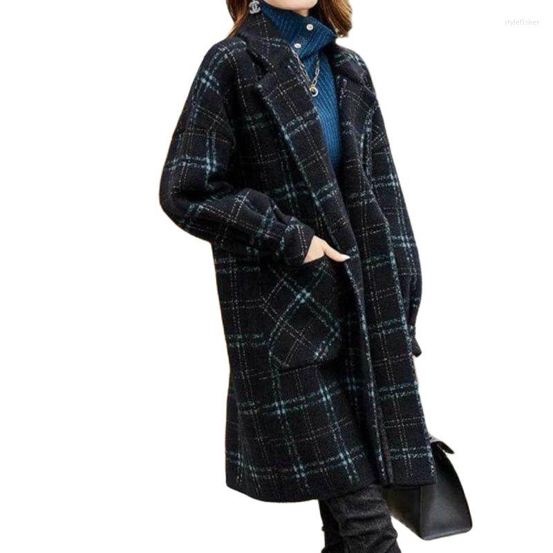 Women's Wool Spring Autumn Lattice Ladies Woolen Coat Mid Length Temperament Suit Collar Female Loose Long Sleeve Fashion Jacket, Black
Women's Wool Spring Autumn Lattice Ladies Woolen Coat Mid Length Temperament Suit Collar Female Loose Long Sleeve Fashion Jacket, Black