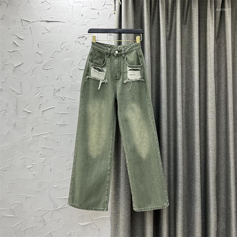 Women' Jeans Fashion Ripped High Waist Army Green Women' Loose-Fitting Wide-Leg Trousers Casual Pants Female Denim Trouser Woman Jean
Women' Jeans Fashion Ripped High Waist Army Green Women' Loose-Fitting Wide-Leg Trousers Casual Pants Female Denim Trouser Woman Jean