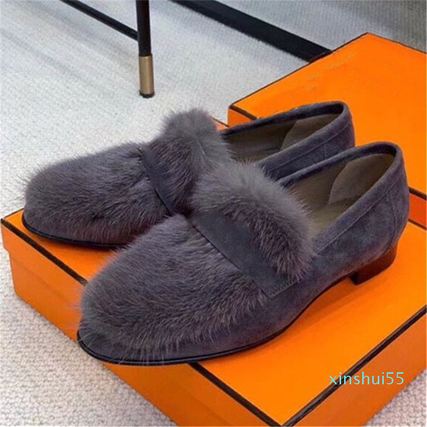 Women Casual Single Shoe Low Heel Leather Shoes Autumn And Winter Mink Loafers Half Slippers, Grey
Women Casual Single Shoe Low Heel Leather Shoes Autumn And Winter Mink Loafers Half Slippers, Grey