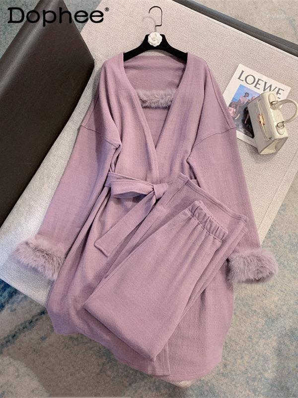 Women' Two Piece Pants 2022 Autumn And Winter Knit Sets Women 3 Set Elegant High-Grade Sexy Warm Fur Tube Top Long Wool Cardigan, Purple 3piece set
Women' Two Piece Pants 2022 Autumn And Winter Knit Sets Women 3 Set Elegant High-Grade Sexy Warm Fur Tube Top Long Wool Cardigan, Purple 3piece set