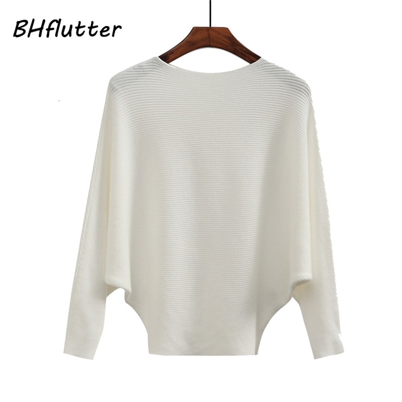 BHflutter Sweater Women Slash Neck Knitted Winter Sweaters Tops Female Batwing Cashmere Casual Pullovers Jumper Pull Femme T190907