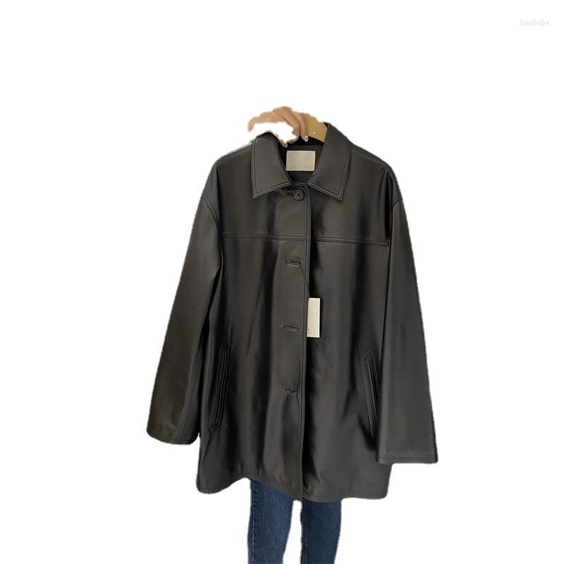 Women' Leather VANOVICH Korean Style 2022 Autumn Casual Black Loose Long Sleeve Mid-length Jacket Fashion Temperament Polo Collar Coats
Women' Leather VANOVICH Korean Style 2022 Autumn Casual Black Loose Long Sleeve Mid-length Jacket Fashion Temperament Polo Collar Coats