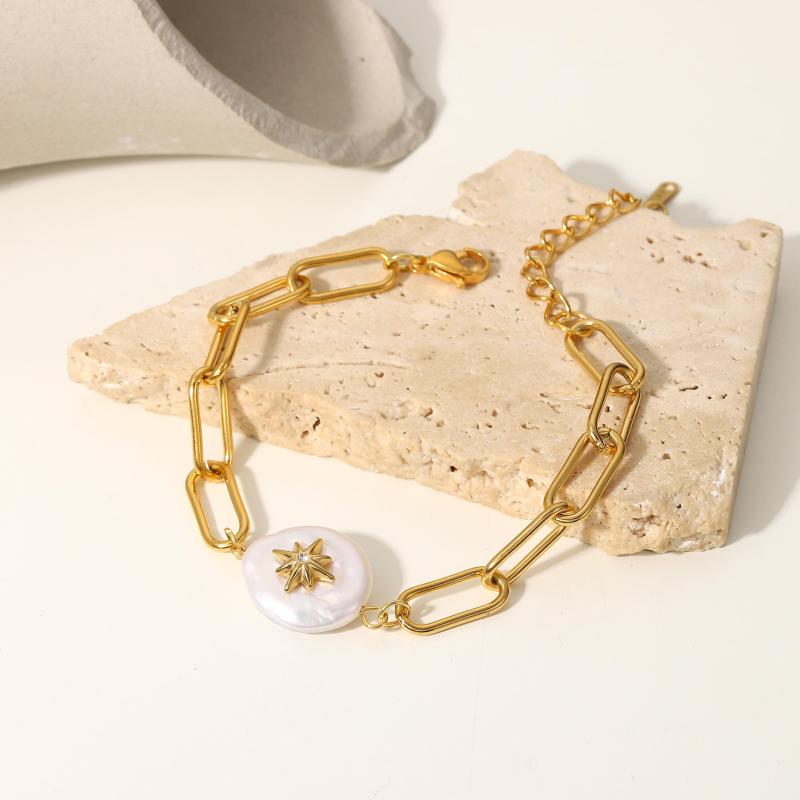 Link Bracelets Classic Stainless Steel Octagram Inlaid Pearl For Women 18K Gold Plated Pendant Cross Chain
Link Bracelets Classic Stainless Steel Octagram Inlaid Pearl For Women 18K Gold Plated Pendant Cross Chain
