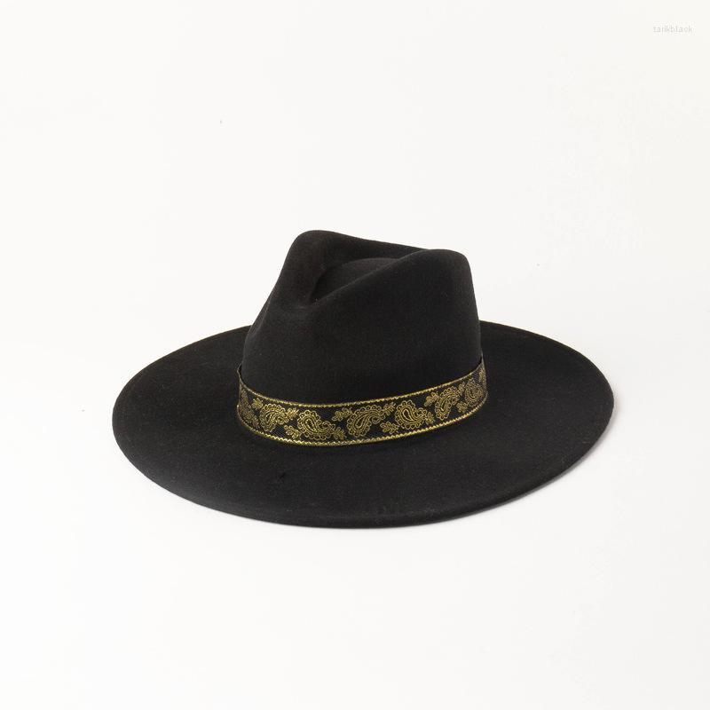Berets Winter Hat Men's Wide Brim Floppy Hats Embroidered Ribbon Wool Felt Fedoras Casual Classic British Jazz Travel, Black
Berets Winter Hat Men's Wide Brim Floppy Hats Embroidered Ribbon Wool Felt Fedoras Casual Classic British Jazz Travel, Black