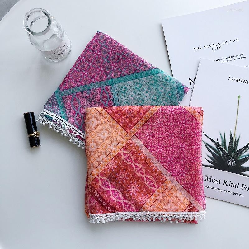 Scarves 2022 Fashion Beautiful Vintage Flower Pompon Trim Shawl Trendy Floral Wrap Scarf Hijab Muffler 2 Color
Scarves 2022 Fashion Beautiful Vintage Flower Pompon Trim Shawl Trendy Floral Wrap Scarf Hijab Muffler 2 Color