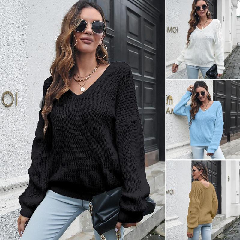 Women' Sweaters V-neck Sweater Women Autumn Winter Loose Long Sleeve European And American Style Solid Color Knit 3616#, Black
Women' Sweaters V-neck Sweater Women Autumn Winter Loose Long Sleeve European And American Style Solid Color Knit 3616#, Black