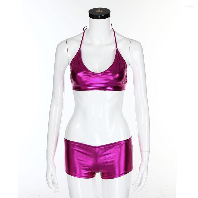 Women's Tracksuits Latest Design Eye-catching Two Pieces Shining Swimwear Adjustable Strap Halter Bra Low Rise Boy Shorts Clubwear Party, Gold
Women's Tracksuits Latest Design Eye-catching Two Pieces Shining Swimwear Adjustable Strap Halter Bra Low Rise Boy Shorts Clubwear Party, Gold