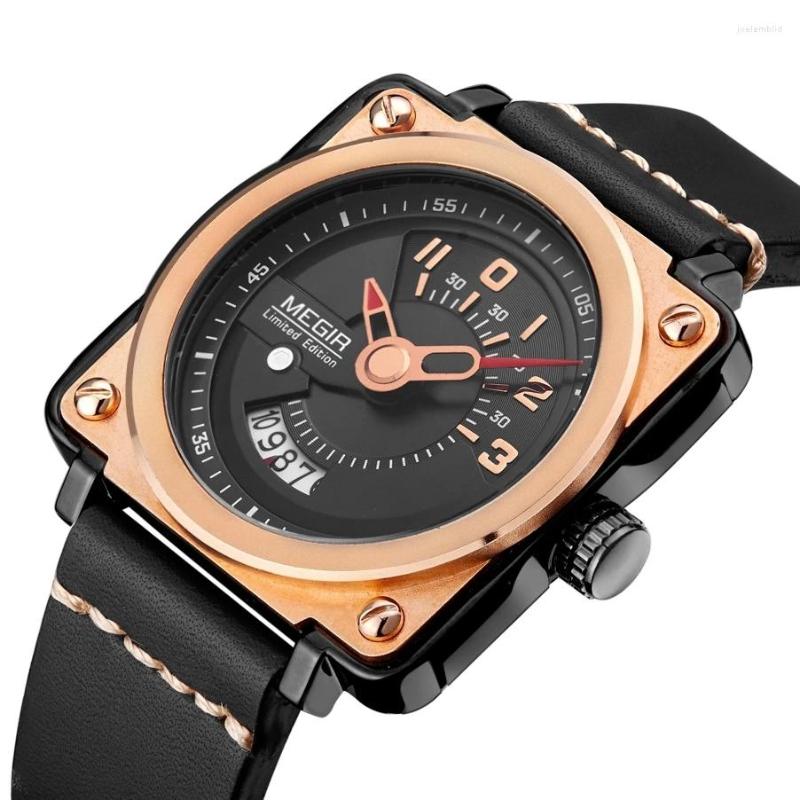 Wristwatches Megir Men's Square Analog Dial Leather Strap Waterproof Quartz Wrist Watches With Calendar Date 2040, Bronze
Wristwatches Megir Men's Square Analog Dial Leather Strap Waterproof Quartz Wrist Watches With Calendar Date 2040, Bronze