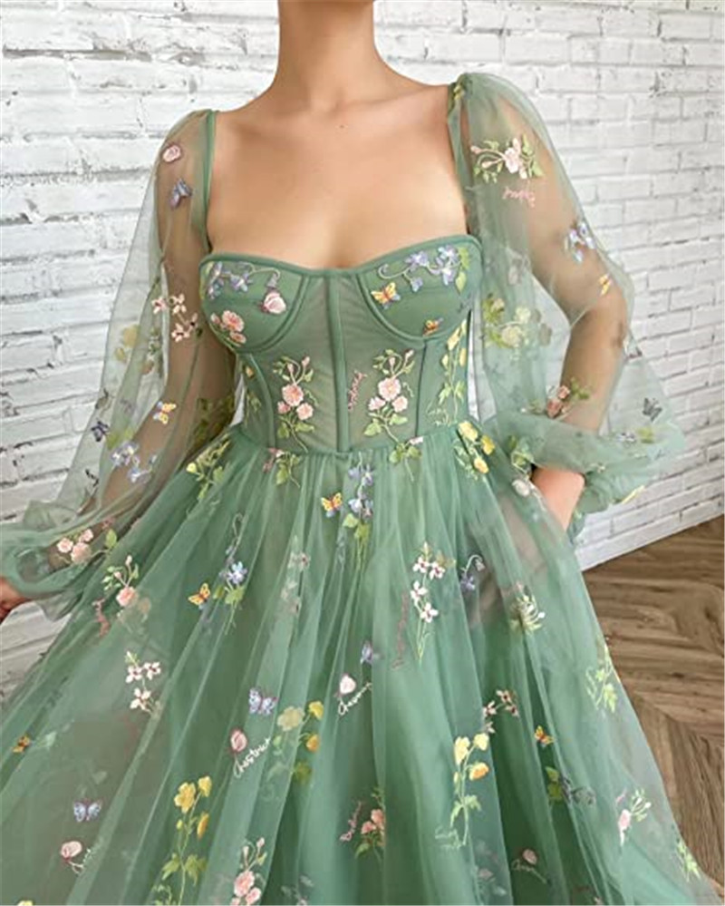 Summer Bohemian Green Long Party Dresses Sexy Scoop Necke Backless A E Women Tea Length Tail Casual Prom Evening Gowns CPS