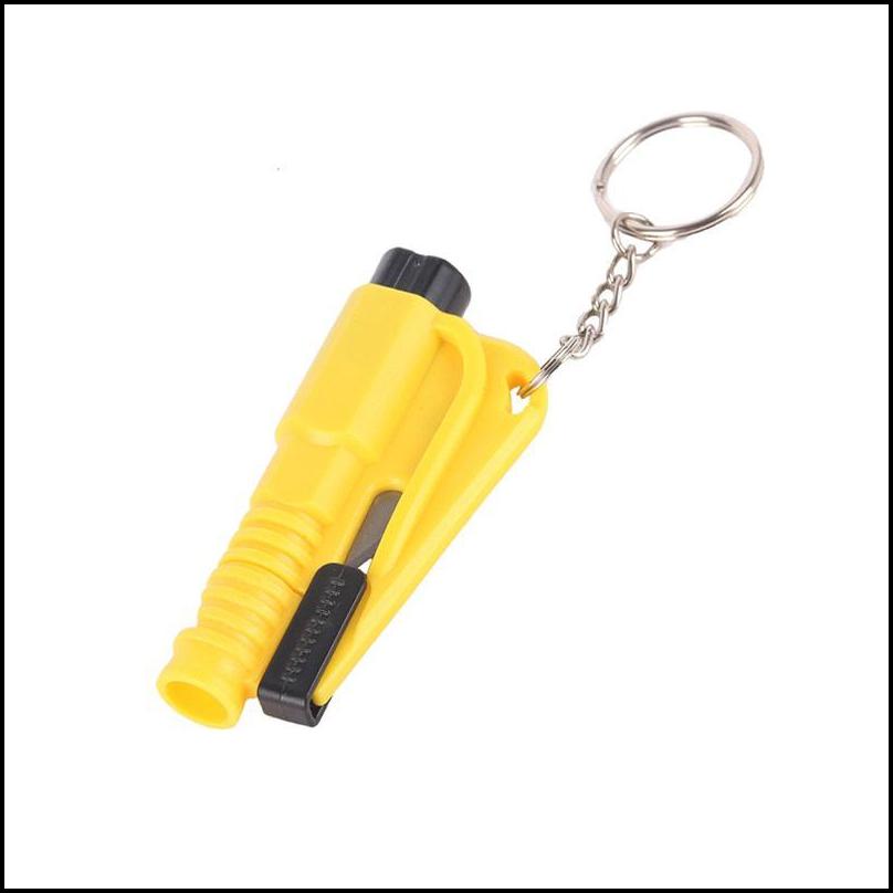 Keychains Lanyards Life Saving Hammer Key Chain Rings Portable Self Defense Emergency Rescue Car Accessories Seat Belt Window Brea