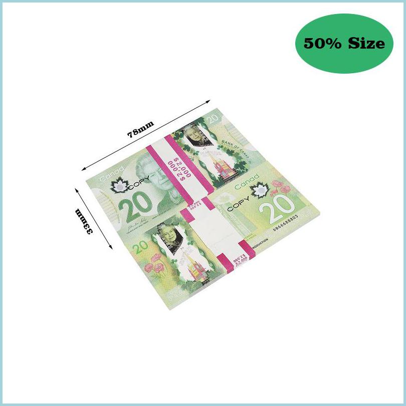 Best 3A Novelty Games Prop Cad Game Money 5/10/20/50/100 Canadian Dollar Canada Banknotes Fake Notes Movie Props Drop Delivery 2022 Toys Gif Dhlnp9x8e