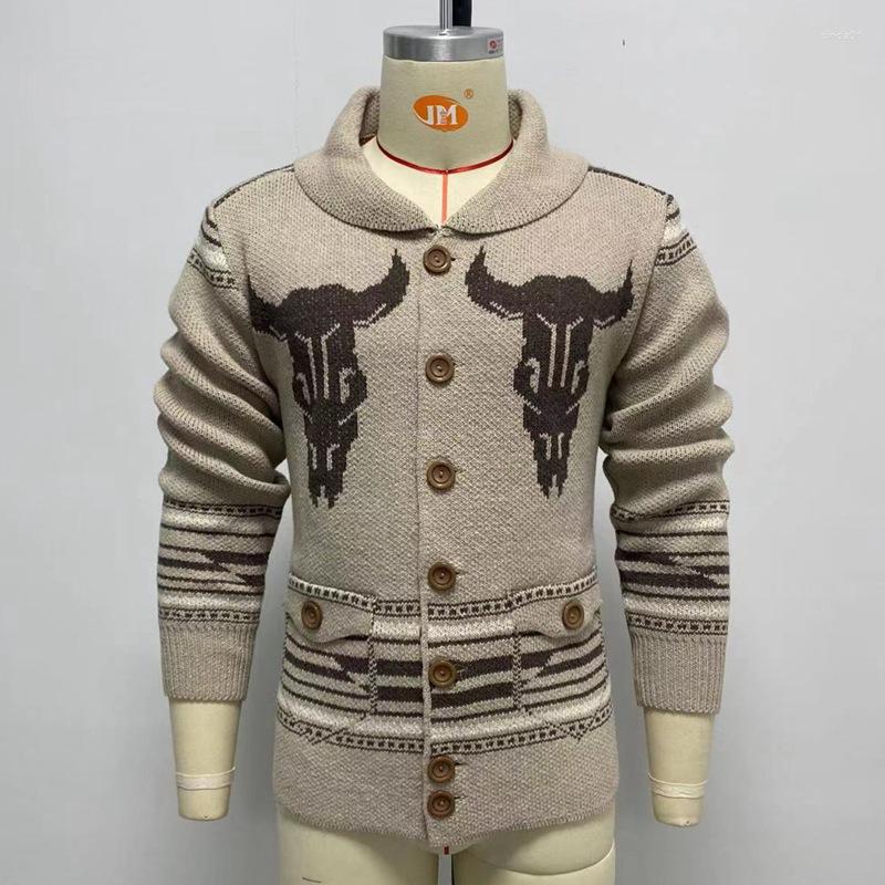 Men's Sweaters Knitted Coats Jacket Long-Sleeved Lapel Cardigan Sweater For Men Single-breasted Outwear