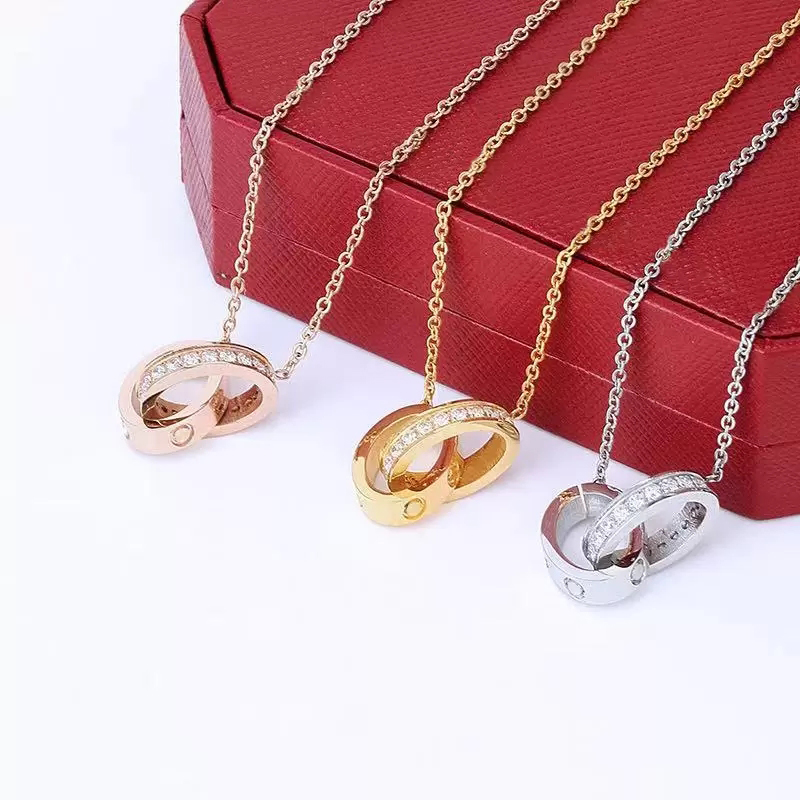 2022 fashion love double-ring necklace no diamond titanium steel necklace will never fade the girlfriend couple's Christmas gift
2022 fashion love double-ring necklace no diamond titanium steel necklace will never fade the girlfriend couple's Christmas gift