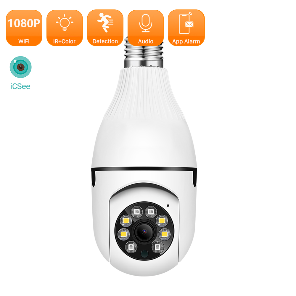 WiFi 360° Panoramic Bulb Camera Surveillance IP Camera Night Vision Two Way Audio Full HD 1080P Wireless Home Security Monitor