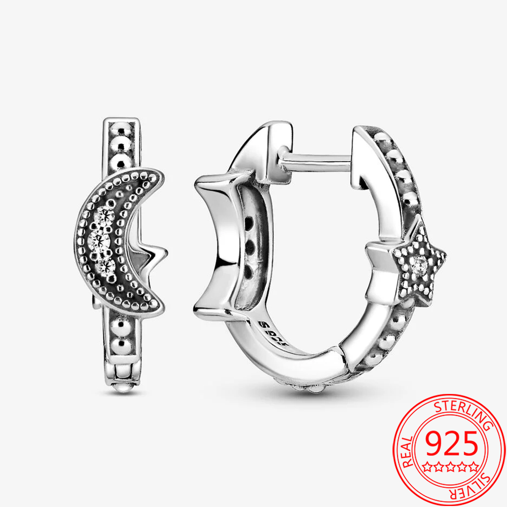 The New Popular 925 Sterling Silver Charm Earrings Star Snail Hoop Earrings Crown Ms. Jewelry Fashion Accessories Suitable For Birthday Gifts