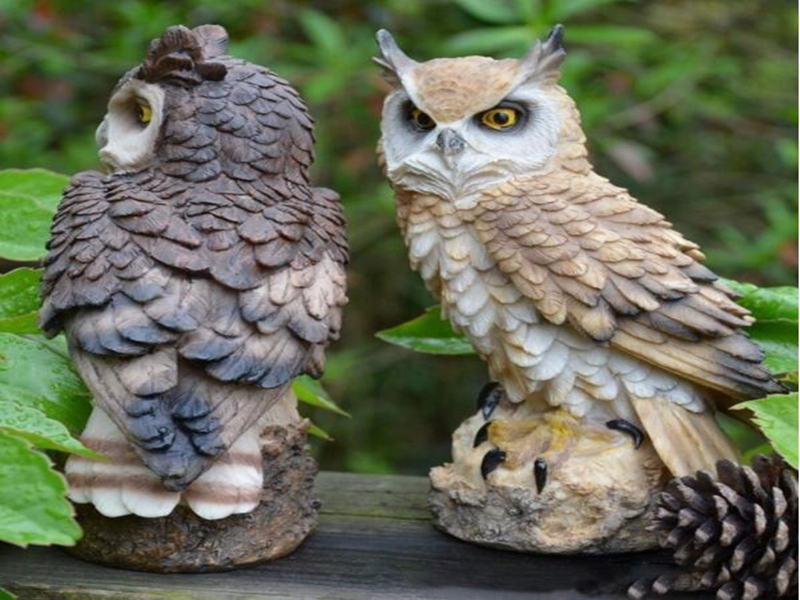 Home Art Craft Cute Decoration Owl Shape Resin Desktop Lifelike Indoor Garden Figurine Ornament Outdoor Anti-bird Collection Gift