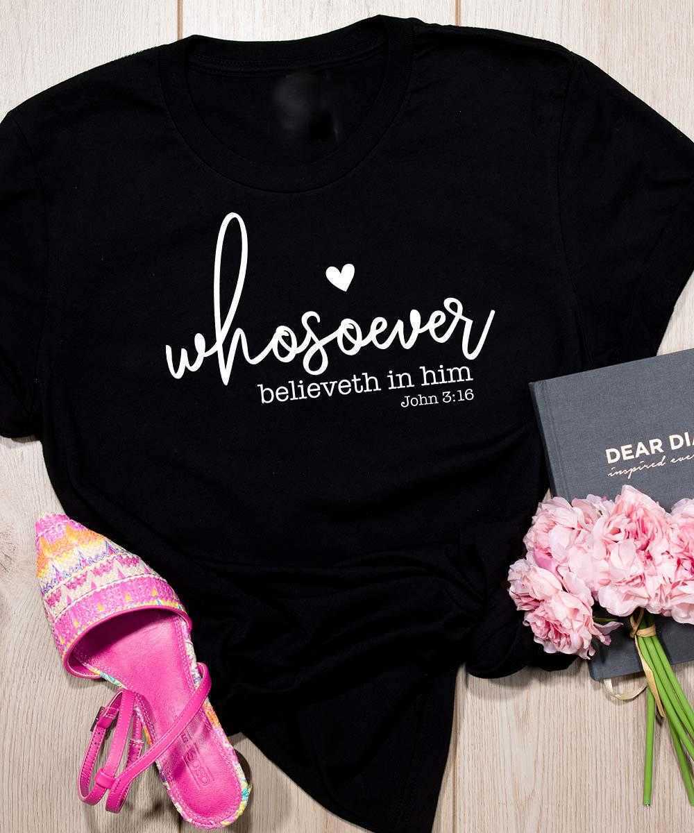 Whosoever Believeth In Him John Tee 3 16 T-shirt Christian Shirt Religion Faith, Color14