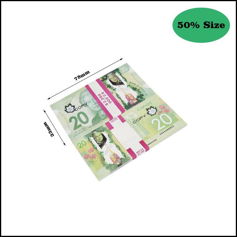 Best 3A Novelty Games Prop Cad Game Money 5/10/20/50/100 Canadian Dollar Canada Banknotes Fake Notes Movie Props Drop Delivery 2022 Toys Gif Dhlnp9x8e
