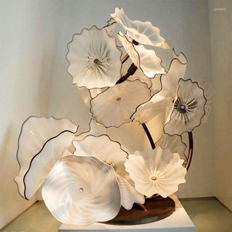 Lamps Floor LONGREE LEDTable Lamp Murano Glass Flower Art Standing Sculpture For Living Bedroom Nordic Decoration Desk Light Home Indoor
