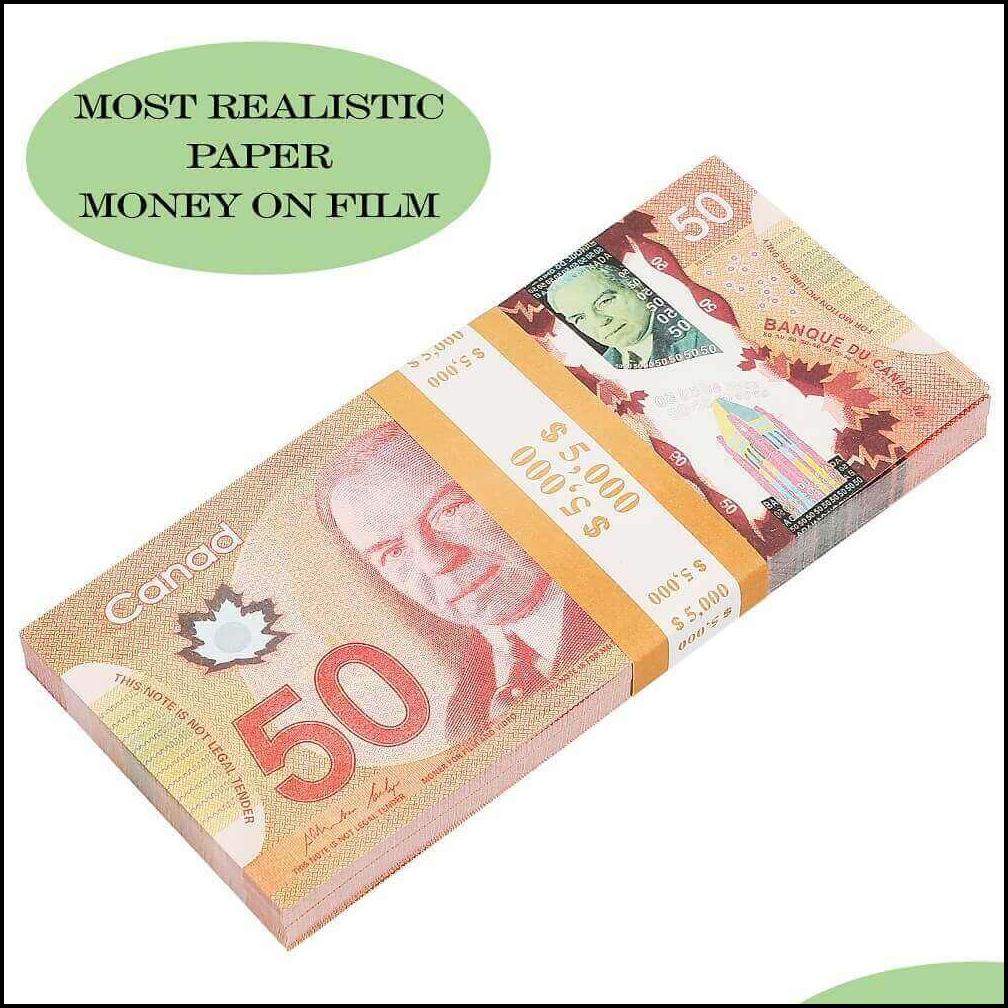 Best 3A Novelty Games Prop Cad Game Money 5/10/20/50/100 Canadian Dollar Canada Banknotes Fake Notes Movie Props Drop Delivery 2022 Toys Gif Dhlnp9x8e
