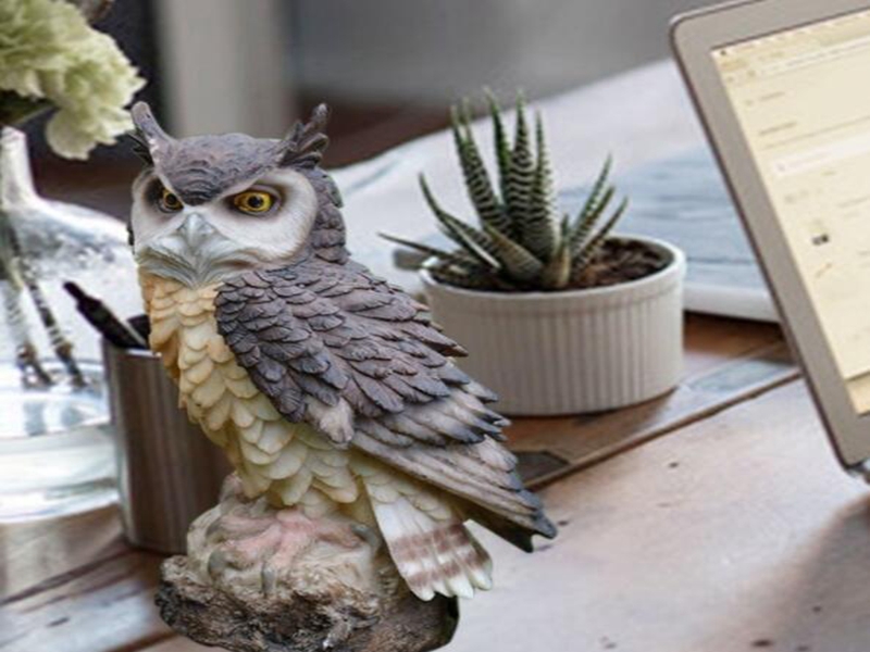 Home Art Craft Cute Decoration Owl Shape Resin Desktop Lifelike Indoor Garden Figurine Ornament Outdoor Anti-bird Collection Gift