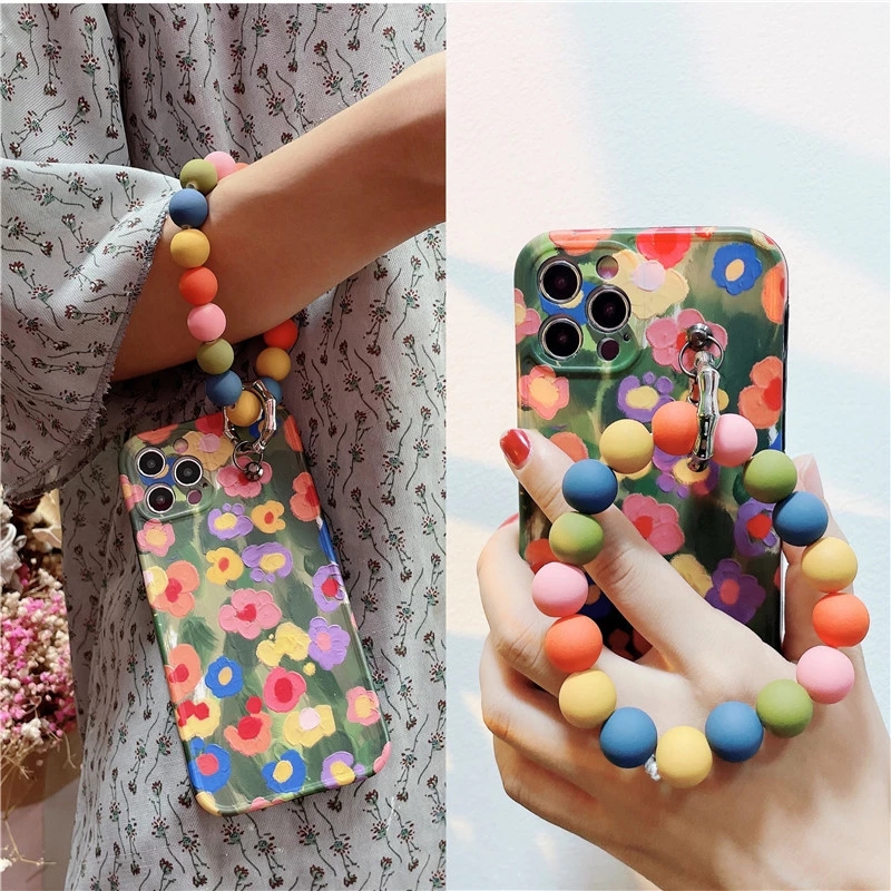 New Cases Luxury Flower Graffiti Round Bead Bracelet Phone Chain Soft Phone Case For iPhone 14 13 12 11 Pro Max 7 8 plus X XR XS SE Cover
New Cases Luxury Flower Graffiti Round Bead Bracelet Phone Chain Soft Phone Case For iPhone 14 13 12 11 Pro Max 7 8 plus X XR XS SE Cover