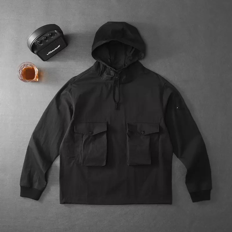Men's Outerwear jackets Coats spring and autumn 21ss ghost piece smock anorak nylon tela pure cotton fabric hoodie coat
