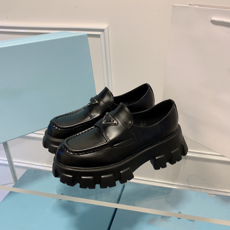 Fashion Designer Leather Shoes Women's Gear Sole Metal Label Loafers Autumn and Winter
