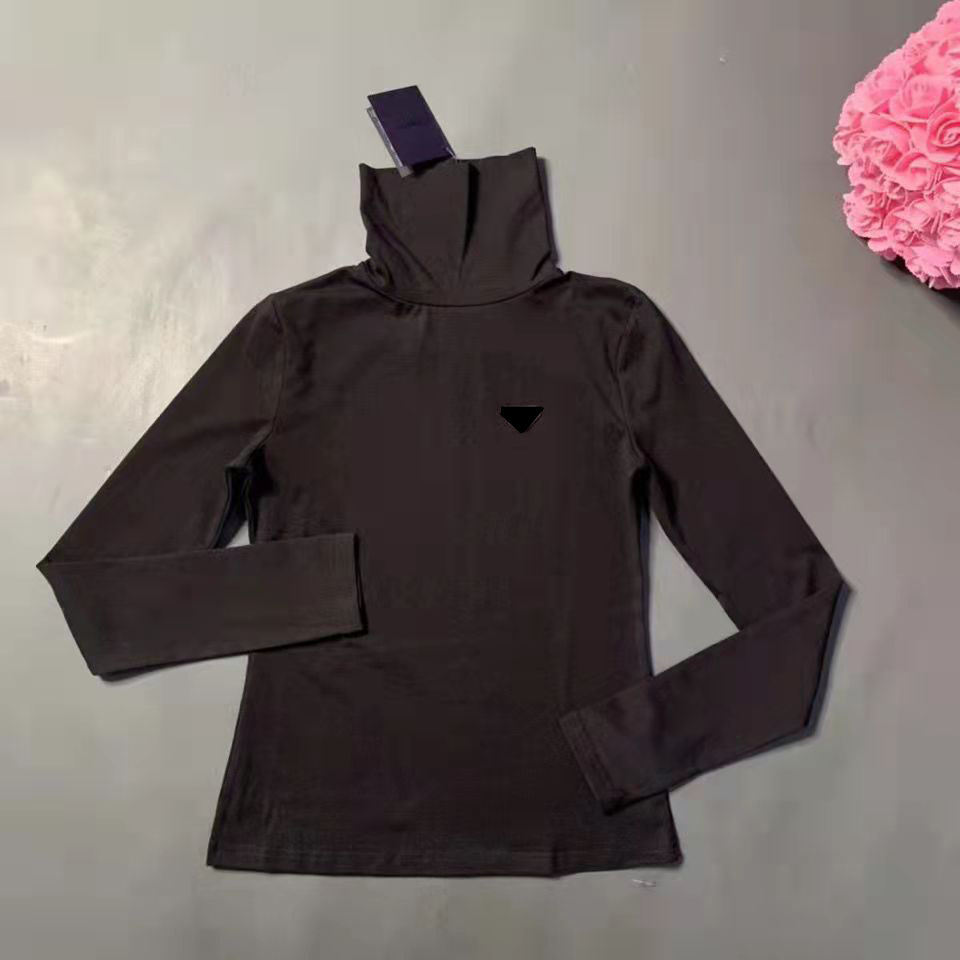 Women Blouse Shirts Long Sleeves Tees Tops High Neck With Budge Slim Outwears Shirt Hoodies