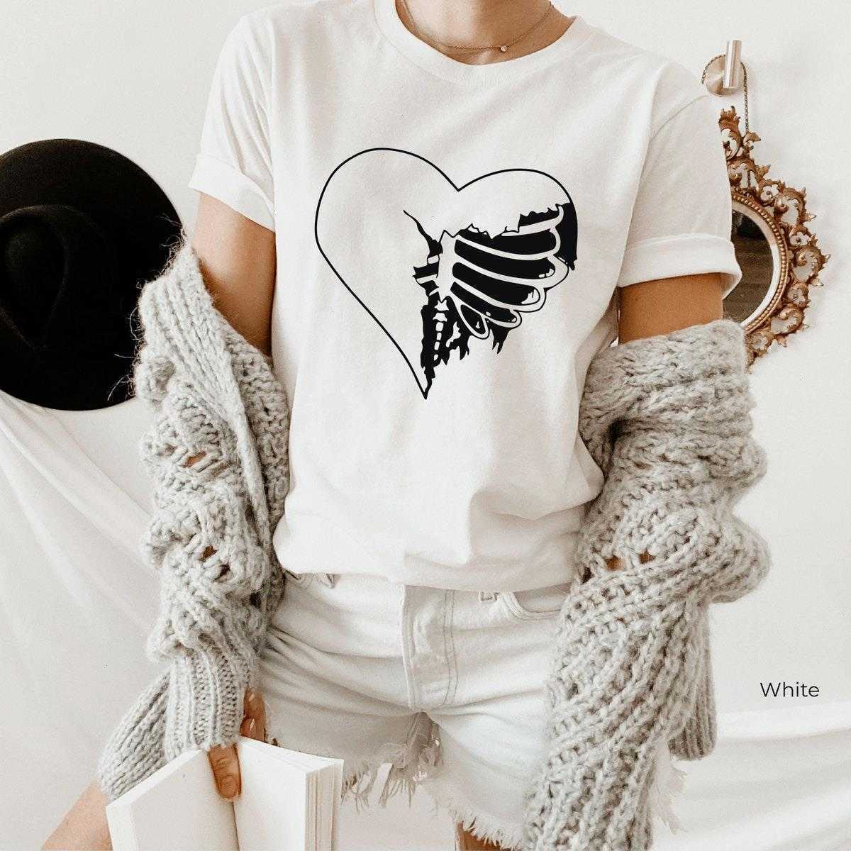 Ribs Skeleton Heart T-shirt Funny T Shirts Valentines Day Shirt Love Graphic Tee, Color12
Ribs Skeleton Heart T-shirt Funny T Shirts Valentines Day Shirt Love Graphic Tee, Color12