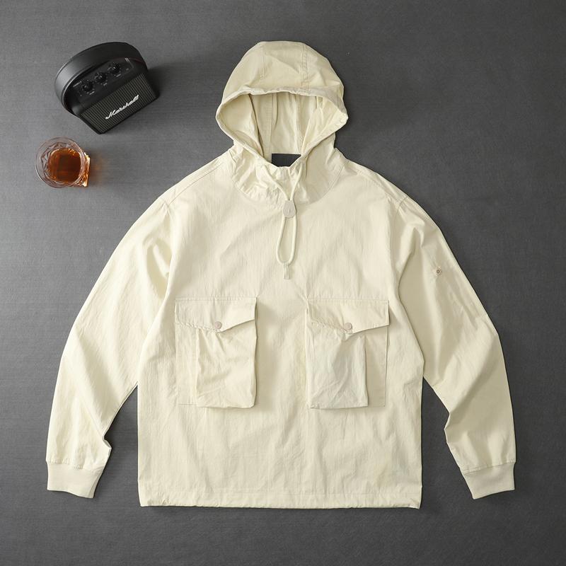 Men's Outerwear jackets Coats spring and autumn 21ss ghost piece smock anorak nylon tela pure cotton fabric hoodie coat