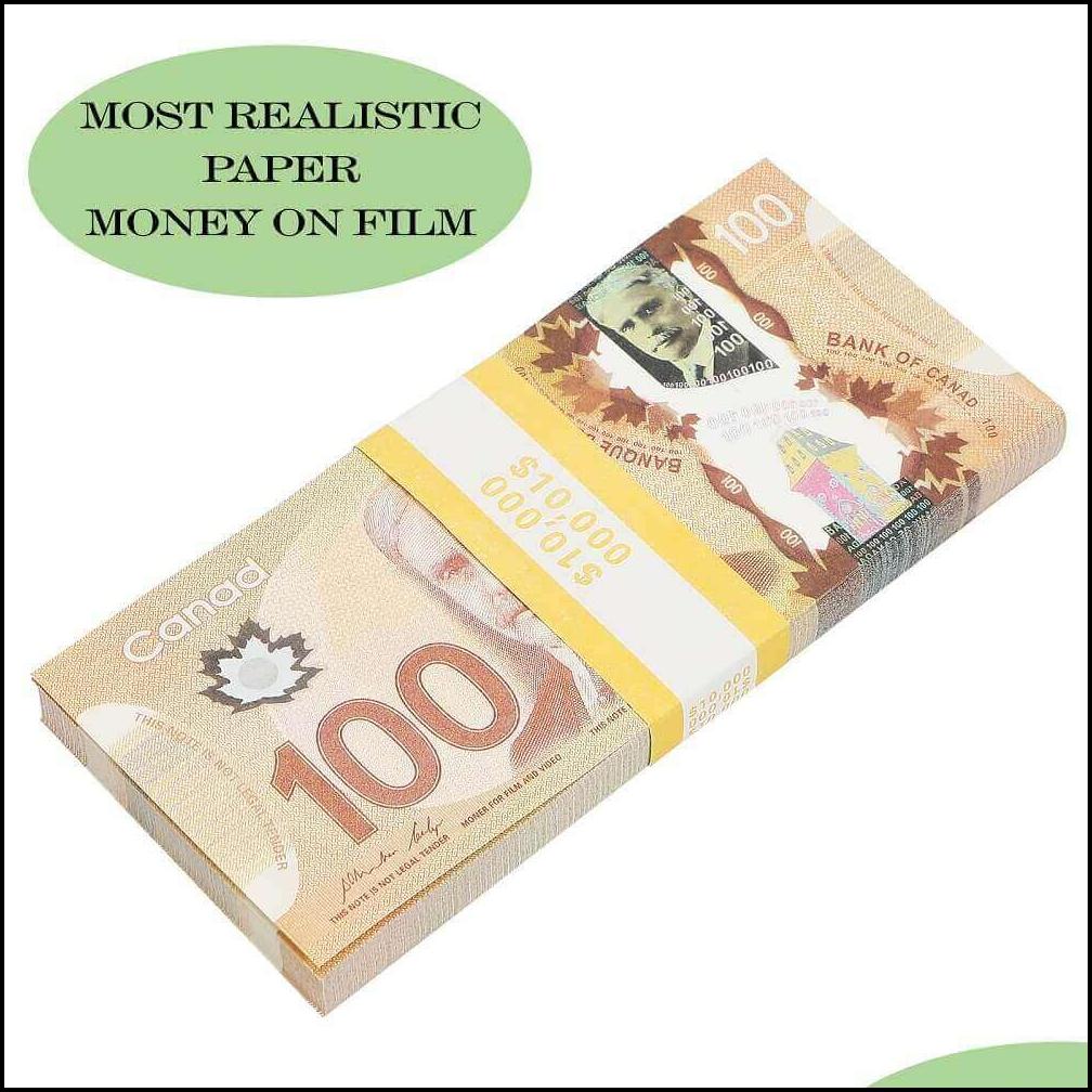 Best 3A Novelty Games Prop Cad Game Money 5/10/20/50/100 Canadian Dollar Canada Banknotes Fake Notes Movie Props Drop Delivery 2022 Toys Gif Dhlnp9x8e